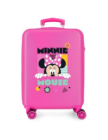 MALETA DE CABINA 4 RUEDAS DOBLES DISNEY MINNIE GEOMETRIC  FUCSIA 55 x 38 x 20cm