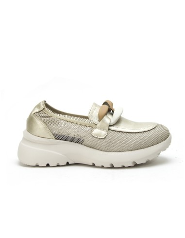 MOCASIN PIEL/REJILLA MUJER PLANTILLA MEMORY FOAM KHLOE 417 ORO