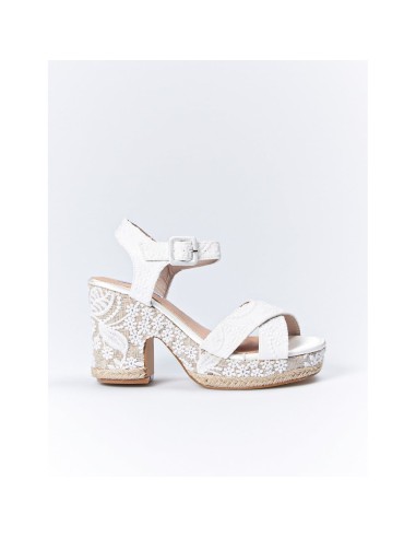 SANDALIAS TACON NOVIA MANDARINA BELINDA BLANCO