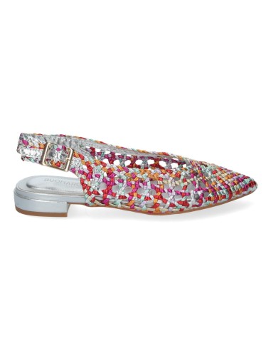 ZAPATO TRENZADO DE TACÓN BAJO MUJER METALIZADO TEOVEL BASIC Y2310 PLATA/MULTICOLOR