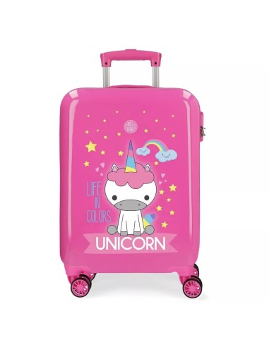 ROLL ROAD MALETA DE CABINA 4 RUEDAS DOBLES RÍGIDA ABS LITTLE ME UNICORN REF 4741767  55 x 38 x 20cm FUCSIA