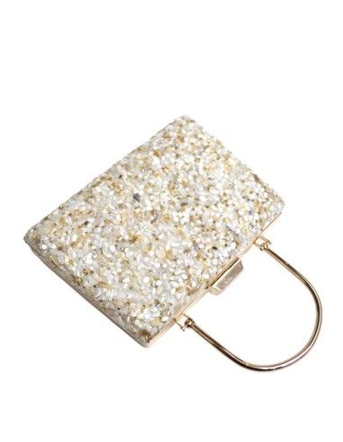 BOLSO DE FIESTA CLUTCH PEDRERÍA CON ASA METÁLICA TEOVEL BASIC 20200