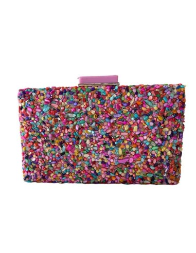 BOLSO DE FIESTA CLUTCH PEDRERÍA CONFETI MULTICOLOR TEOVEL BASIC 20500