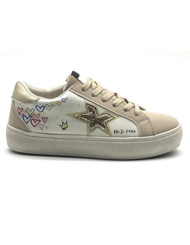 ZAPATILLA CON ESTRELLA DE MUJER TEOVEL BASIC YY48 BEIGE