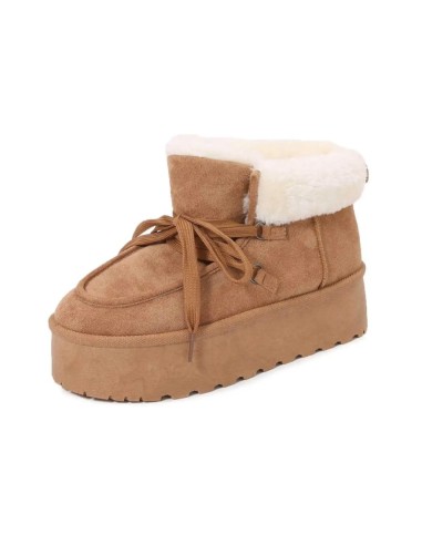 BOTA DE NIEVE CON PLATAFORMA Y PELO PARA MUJER TEOVEL BASIC YZ24-042 MARRÓN