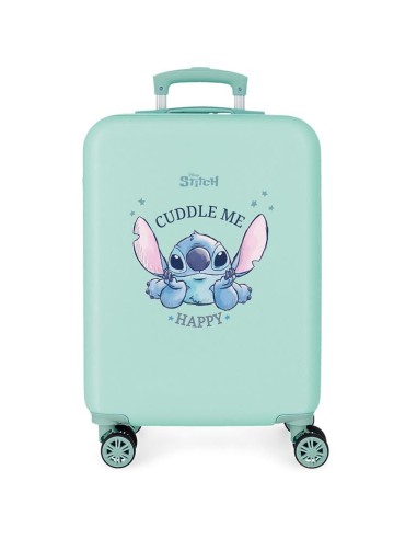 MALETA DE CABINA RÍGIDA 4 RUEDAS DOBLES DISNEY STITCH CUDDLE ME HAPPY TURQUESA 55 x 38 x 20 cm