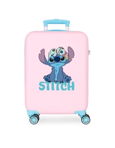 MALETA DE CABINA RÍGIDA 4 RUEDAS DOBLES DISNEY STITCH IN THE WORLD ROSA 55 x 38 x 20 cm