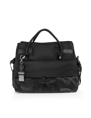 BOLSO TRIPLE COMPARTIMENTO CON 2 ASAS Y BANDOLERA IMPERMEABLE GABOL INGRID 602610-001 NEGRO