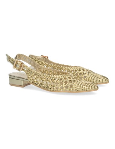 ZAPATO TRENZADO DE TACÓN BAJO MUJER METALIZADO TEOVEL BASIC Y3210 ORO