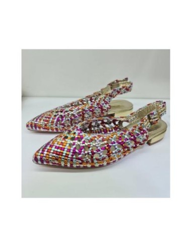 ZAPATO TRENZADO DE TACÓN BAJO MUJER METALIZADO TEOVEL BASIC Y3210 ORO/MULTICOLOR
