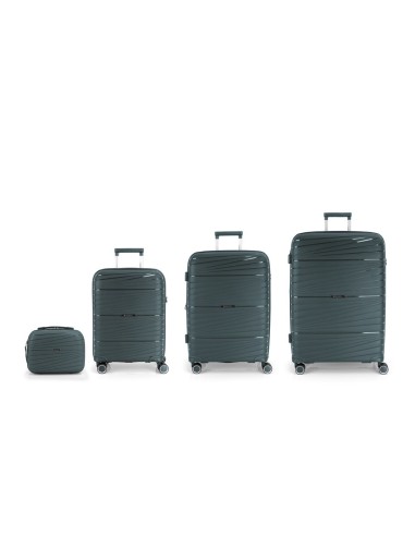 JUEGO DE MALETAS EXTENSIBLE Cabina+Mediana+Grande + Neceser 4 RUEDAS DOBLES MULTI DIRECCIÓN RÍGIDA POLIPRPOPILENO KIBA GABOL -