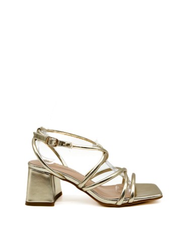 SANDALIA TACÓN ANCHO TEOVEL BASIC F1628 ORO