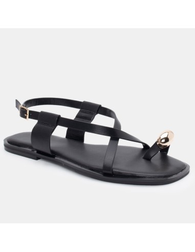 SANDALIA ANILLO PLANA TEOVEL BASIC NEGRO