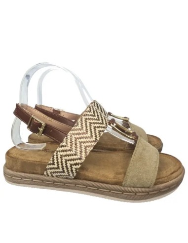 SANDALIA DOBLE TIRA CON CUÑA BAJA DE MUJER TEOVEL BASIC 5360 TAUPE