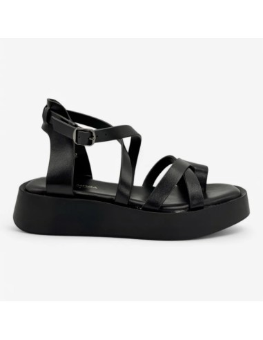 SANDALIA TIRAS CON PLATAFORMA DE MUJER TEOVEL BASIC A6093 NEGRO