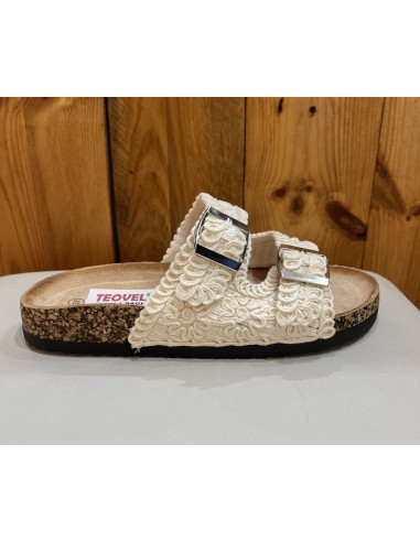SANDALIA EN CROCHET DE HEBILLAS CON SUELA DE BIO TEOVEL BASIC TZ678 BEIGE