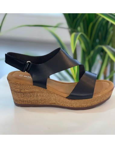 SANDALIA DOBLE TIRA CON CUÑA CÓMODA CIERRE VELCRO DE MUJER TEOVEL BASIC T1178