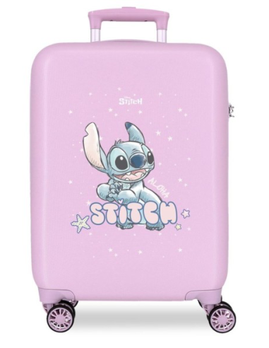 MALETA DE CABINA RÍGIDA 4 RUEDAS DOBLES DISNEY LOVELY STITCH LILA 50 x 33 x 20 cm