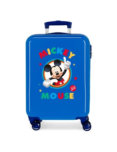 MALETA CABINA 4 RUEDAS DOBLES RÍGIDA ABS CIRCLE MICKEY AZUL 55 x 38 x 20 cm